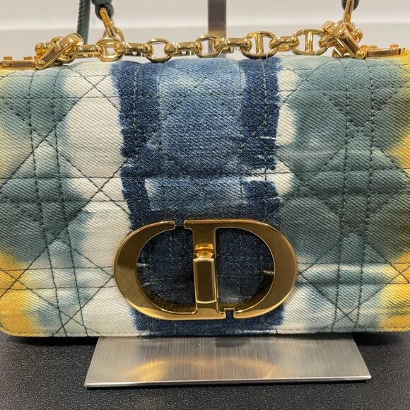 Dior Blue Small Denim Tie-Dye Cannage Caro Bag (JB1053) - Picture 3 of 10